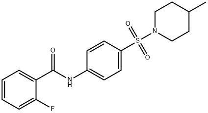 2-fluoro-N-{4-[(4-methylpiperidin-1-yl)sulfonyl]phenyl}benzamide Struktur