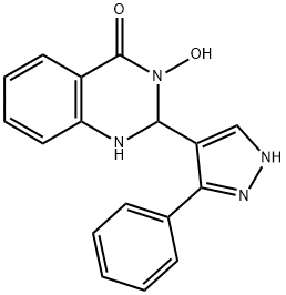 3-hydroxy-2-(3-phenyl-1H-pyrazol-4-yl)-2,3-dihydro-4(1H)-quinazolinone Struktur