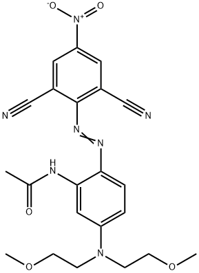 N-{5-[bis(2-methoxyethyl)amino]-2-[2-(2,6-dicyano-4-nitrophenyl)diazen-1-yl]phenyl}acetamide Struktur