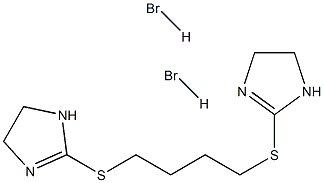 2-{[4-(4,5-dihydro-1H-imidazol-2-ylsulfanyl)butyl]sulfanyl}-4,5-dihydro-1H-imidazole dihydrobromide Struktur