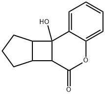 9b-hydroxy-6b,7,8,9,9a,9b-hexahydrocyclopenta[3,4]cyclobuta[1,2-c]chromen-6(6aH)-one Struktur