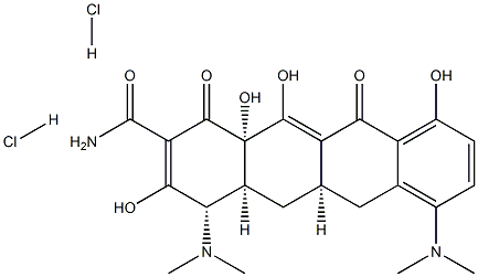 (4S,4aS,5aR,12aS)-4,7-bis(dimethylamino)-3,10,12,12a-tetrahydroxy-1,11-dioxo-1,4,4a,5,5a,6,11,12a-octahydrotetracene-2-carboxamide dihydrochloride Struktur