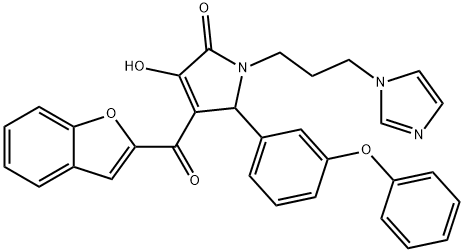 4-(1-benzofuran-2-ylcarbonyl)-3-hydroxy-1-[3-(1H-imidazol-1-yl)propyl]-5-(3-phenoxyphenyl)-1,5-dihydro-2H-pyrrol-2-one Struktur