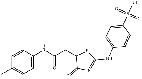 2-{2-[4-(aminosulfonyl)anilino]-4-oxo-4,5-dihydro-1,3-thiazol-5-yl}-N-(4-methylphenyl)acetamide Struktur