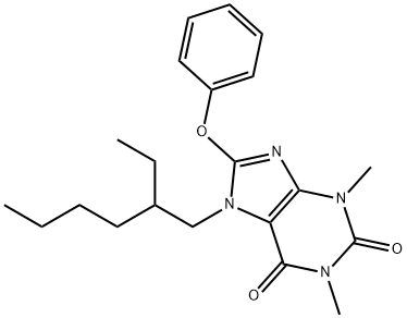 7-(2-ethylhexyl)-1,3-dimethyl-8-phenoxy-3,7-dihydro-1H-purine-2,6-dione Struktur