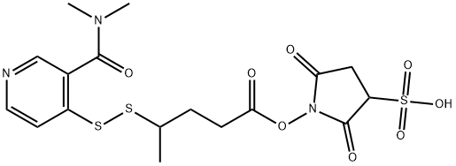 1-(4-((3-(Dimethylcarbamoyl)pyridin-4-yl)disulfanyl)pentanoyloxy)-2,5-dioxopyrrolidine-3-sulfonic acid Struktur