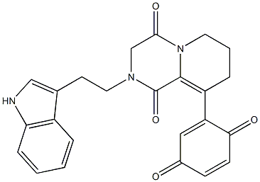 9-(3,6-dioxo-1,4-cyclohexadien-1-yl)-2-[2-(1H-indol-3-yl)ethyl]-7,8-dihydro-2H-pyrido[1,2-a]pyrazine-1,4(3H,6H)-dione Struktur