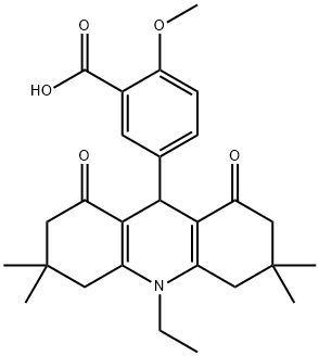 5-(10-ethyl-3,3,6,6-tetramethyl-1,8-dioxo-1,2,3,4,5,6,7,8,9,10-decahydroacridin-9-yl)-2-methoxybenzoic acid Struktur