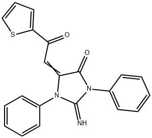 2-imino-5-[2-oxo-2-(2-thienyl)ethylidene]-1,3-diphenyl-4-imidazolidinone Struktur