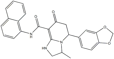 5-(1,3-benzodioxol-5-yl)-3-methyl-N-(1-naphthyl)-7-oxo-1,2,3,5,6,7-hexahydroimidazo[1,2-a]pyridine-8-carboxamide Struktur