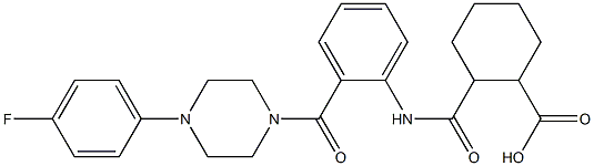 2-[(2-{[4-(4-fluorophenyl)-1-piperazinyl]carbonyl}anilino)carbonyl]cyclohexanecarboxylic acid Struktur