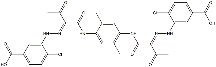 3-[(E)-2-[1-({4-[(2E)-2-[2-(5-carboxy-2-chlorophenyl)hydrazin-1-ylidene]-3-oxobutanamido]-2,5-dimethylphenyl}carbamoyl)-2-oxopropylidene]hydrazin-1-yl]-4-chlorobenzoic acid Struktur