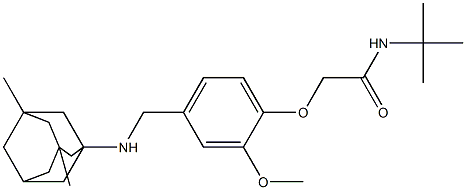 N-(tert-butyl)-2-(4-{[(3,5-dimethyl-1-adamantyl)amino]methyl}-2-methoxyphenoxy)acetamide Struktur