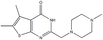 5,6-dimethyl-2-[(4-methyl-1-piperazinyl)methyl]thieno[2,3-d]pyrimidin-4(3H)-one Struktur