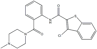 3-chloro-N-{2-[(4-methyl-1-piperazinyl)carbonyl]phenyl}-1-benzothiophene-2-carboxamide Struktur