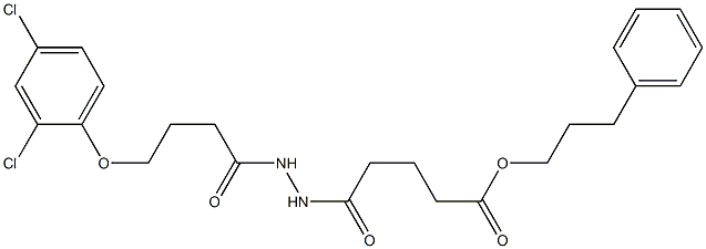 3-phenylpropyl 5-{2-[4-(2,4-dichlorophenoxy)butanoyl]hydrazino}-5-oxopentanoate Struktur