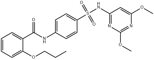 N-(4-{[(2,6-dimethoxy-4-pyrimidinyl)amino]sulfonyl}phenyl)-2-propoxybenzamide Struktur