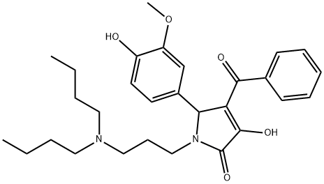 4-benzoyl-1-[3-(dibutylamino)propyl]-3-hydroxy-5-(4-hydroxy-3-methoxyphenyl)-1,5-dihydro-2H-pyrrol-2-one Struktur