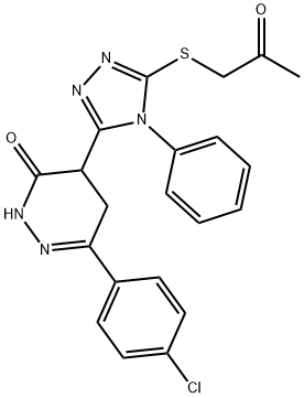 6-(4-chlorophenyl)-4-{5-[(2-oxopropyl)sulfanyl]-4-phenyl-4H-1,2,4-triazol-3-yl}-4,5-dihydro-3(2H)-pyridazinone Struktur