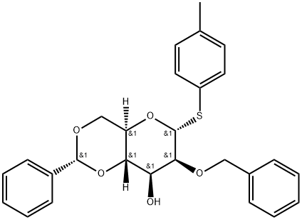 4-Toluoyl-2-O-benzyl-4,6-O-benzylidene-a-D-thiomannopyranoside Struktur