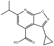 3-cyclopropyl-6-isopropylisoxazolo[5,4-b]pyridine-4-carboxylic acid Struktur