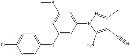 5-amino-1-[6-(4-chlorophenoxy)-2-(methylsulfanyl)-4-pyrimidinyl]-3-methyl-1H-pyrazole-4-carbonitrile Struktur