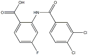 2-[(3,4-dichlorobenzene)amido]-4-fluorobenzoic acid Struktur