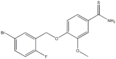 4-[(5-bromo-2-fluorophenyl)methoxy]-3-methoxybenzene-1-carbothioamide Struktur