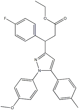 3-(4-Fluorophenyl)-3-[[1-(4-methoxyphenyl)-5-(4-methylphenyl)-1H-pyrazol]-3-yl]propanoic acid ethyl ester Struktur