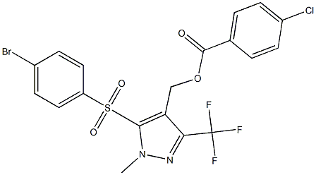 [5-[(4-bromophenyl)sulfonyl]-1-methyl-3-(trifluoromethyl)-1H-pyrazol-4-yl]methyl 4-chlorobenzenecarboxylate Struktur