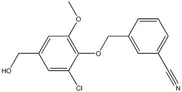 3-[2-chloro-4-(hydroxymethyl)-6-methoxyphenoxymethyl]benzonitrile Struktur