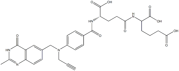 N-(N-(4-(N-((3,4-dihydro-2-methyl-4-oxo-6-quinazolinyl)methyl)-2-propynylamino)benzoyl)-gamma-glutamyl)-2-aminoadipic acid Struktur