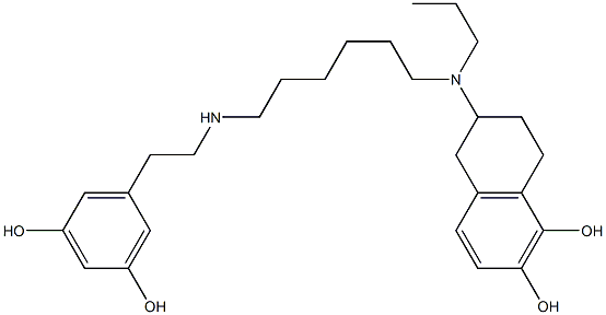 N-propyl-N-(6-(2-(3,5-dihydroxyphenyl)ethylamino)hexyl)-5,6-dihydroxy-1,2,3,4-tetrahydro-2-naphthylamine Struktur