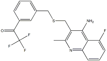 4-amino-5-fluoro-2-methyl-3-(3-trifluoroacetylbenzylthiomethyl)quinoline Struktur