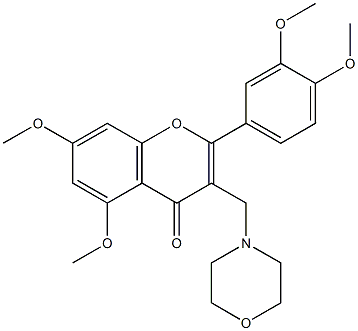 3-morpholinomethyl-3',4',5,7-tetramethoxyflavone Struktur