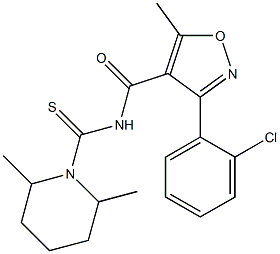 N4-[(2,6-dimethylpiperidino)carbothioyl]-3-(2-chlorophenyl)-5-methylisoxazole-4-carboxamide Struktur