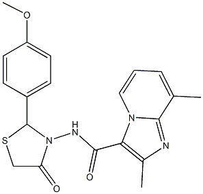 N3-[2-(4-methoxyphenyl)-4-oxo-1,3-thiazolan-3-yl]-2,8-dimethylimidazo[1,2-a]pyridine-3-carboxamide Struktur