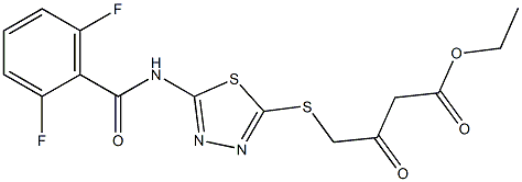 ethyl 4-({5-[(2,6-difluorobenzoyl)amino]-1,3,4-thiadiazol-2-yl}thio)-3-oxobutanoate Struktur