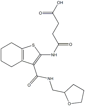 N-{3-[(Tetrahydro-furan-2-ylmethyl)-carbamoyl]-4,5,6,7-tetrahydro-benzo[b]thiophen-2-yl}-succinamic acid Struktur