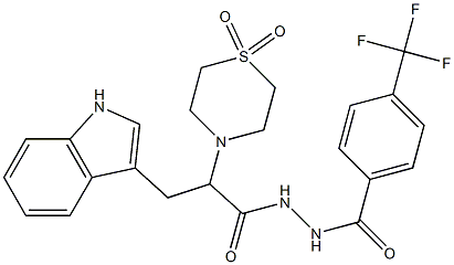 2-(1,1-dioxo-1lambda~6~,4-thiazinan-4-yl)-3-(1H-indol-3-yl)-N'-[4-(trifluoromethyl)benzoyl]propanohydrazide Struktur