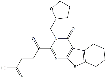 4-oxo-4-[4-oxo-3-(tetrahydrofuran-2-ylmethyl)-3,4,5,6,7,8-hexahydro[1]benzothieno[2,3-d]pyrimidin-2-yl]butanoic acid Struktur