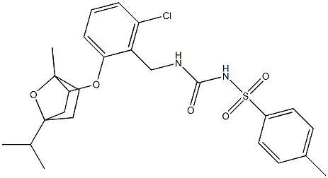 2-(3-chloro-2-{[({[(4-methylphenyl)sulfonyl]amino}carbonyl)amino]methyl}phenoxy)-4-isopropyl-1-methyl-7-oxabicyclo[2.2.1]heptane Struktur