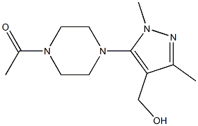 1-{4-[4-(hydroxymethyl)-1,3-dimethyl-1H-pyrazol-5-yl]piperazin-1-yl}ethan-1-one Struktur