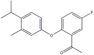 1-{5-fluoro-2-[3-methyl-4-(propan-2-yl)phenoxy]phenyl}ethan-1-one Struktur