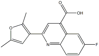 2-(2,5-dimethylfuran-3-yl)-6-fluoroquinoline-4-carboxylic acid Struktur