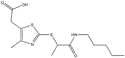 2-(4-methyl-2-{[1-(pentylcarbamoyl)ethyl]sulfanyl}-1,3-thiazol-5-yl)acetic acid Struktur