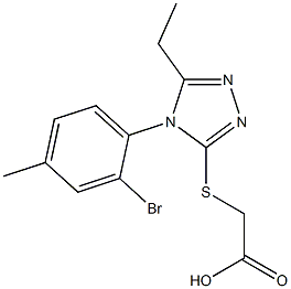 2-{[4-(2-bromo-4-methylphenyl)-5-ethyl-4H-1,2,4-triazol-3-yl]sulfanyl}acetic acid Struktur