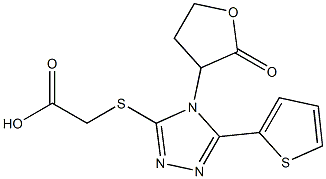 2-{[4-(2-oxooxolan-3-yl)-5-(thiophen-2-yl)-4H-1,2,4-triazol-3-yl]sulfanyl}acetic acid Struktur