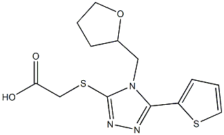 2-{[4-(oxolan-2-ylmethyl)-5-(thiophen-2-yl)-4H-1,2,4-triazol-3-yl]sulfanyl}acetic acid Struktur