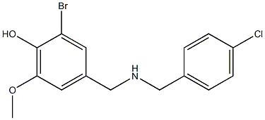 2-bromo-4-({[(4-chlorophenyl)methyl]amino}methyl)-6-methoxyphenol Struktur